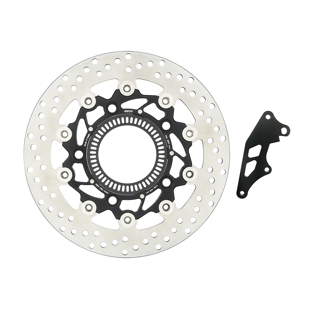 Front Disc Brake (Disc 267 mm) Round Shape 4.5 mm + Bracket Front Brake Caliper CNC GTRS PCX-160 ABS ปี 2021-25, Black-Srainless Rings